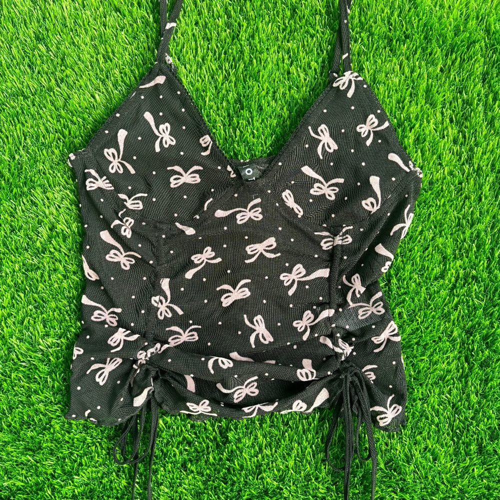 Motel Rocks Black Cami w/ Pink Bow Pattern